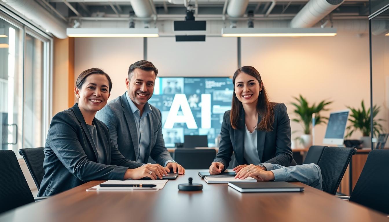 AI software company team and business technology strategy